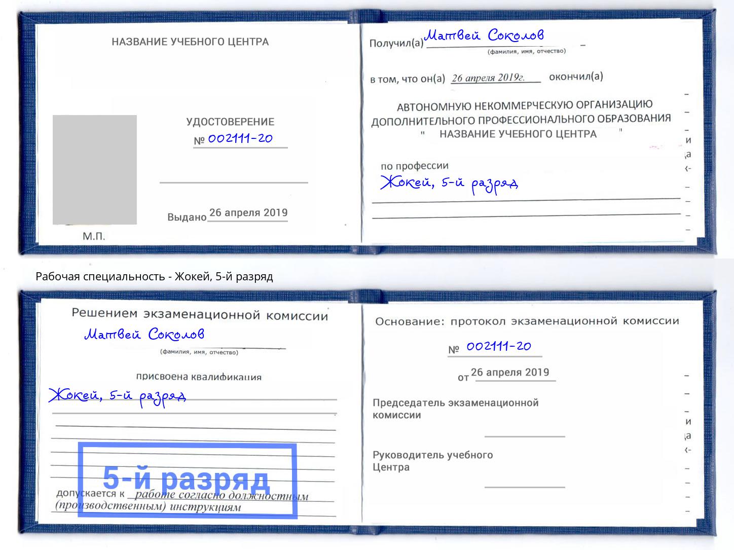 корочка 5-й разряд Жокей Таганрог